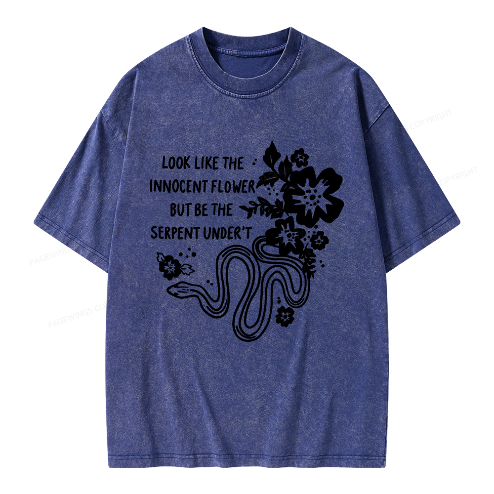 Pagewings Look Like The Innocent Flower Unisex Washed T-shirt