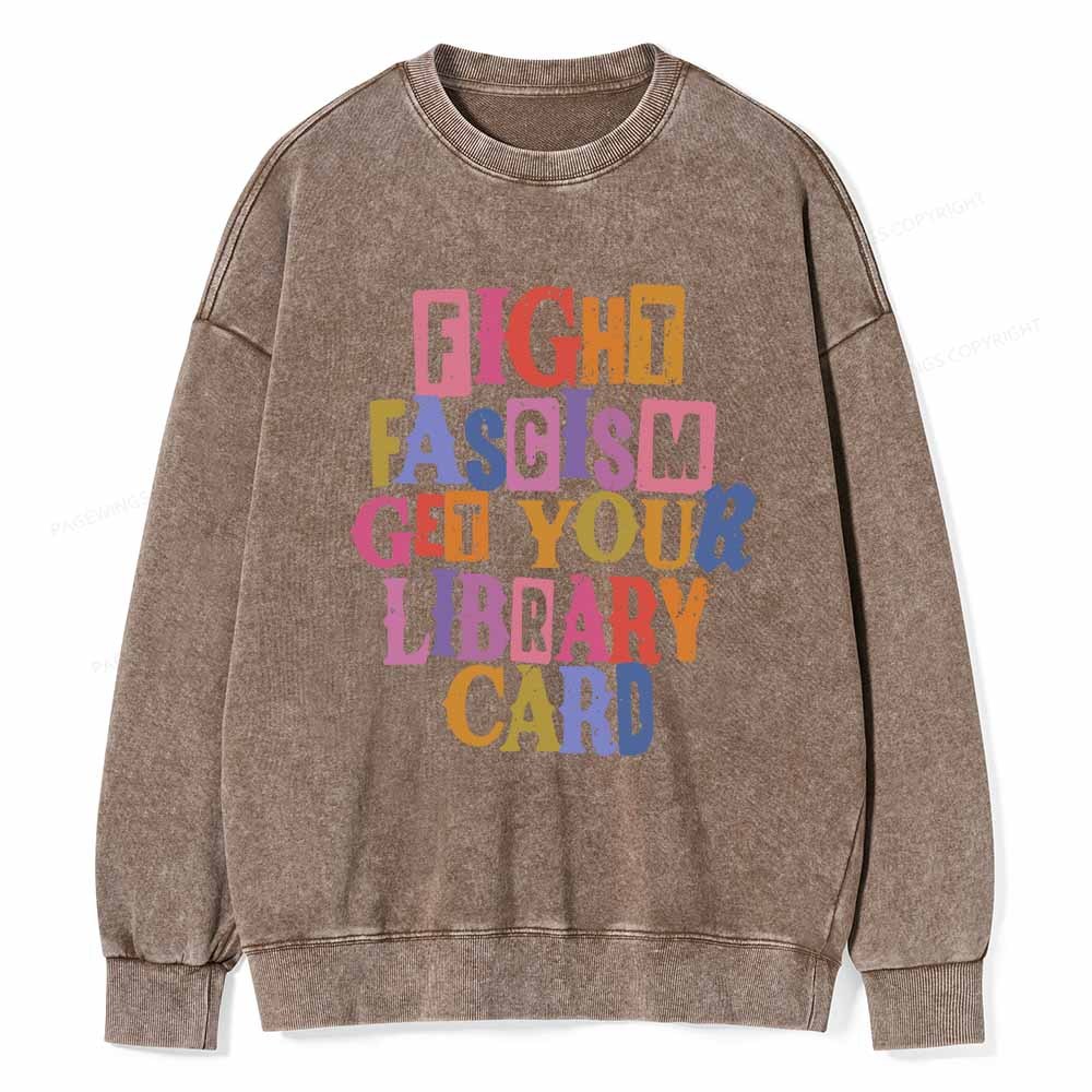 Pagewings Get Your Library Card Unisex Washed Sweatshirt