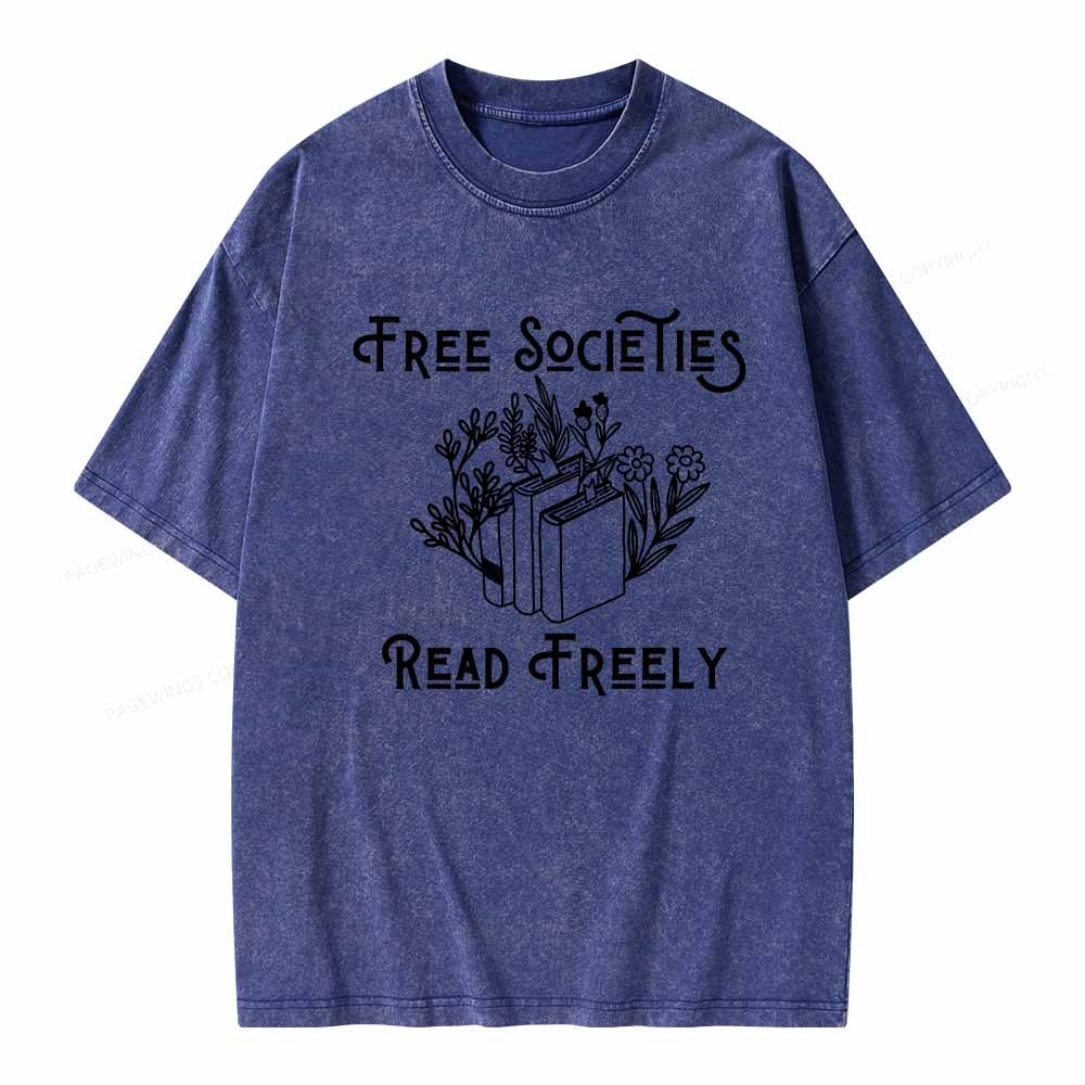 Pagewings Free Societies Read Freely Shirt Unisex Washed T-shirt