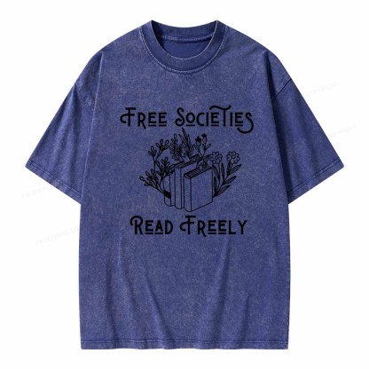 Pagewings Free Societies Read Freely Shirt Unisex Washed T-shirt
