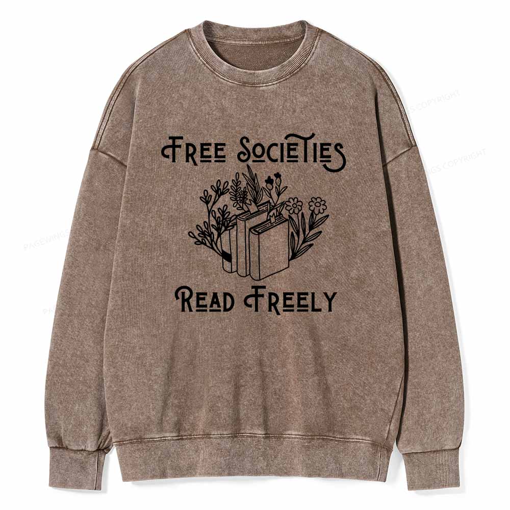 Pagewings Free Societies Read Freely Shirt Unisex Washed Sweatshirt