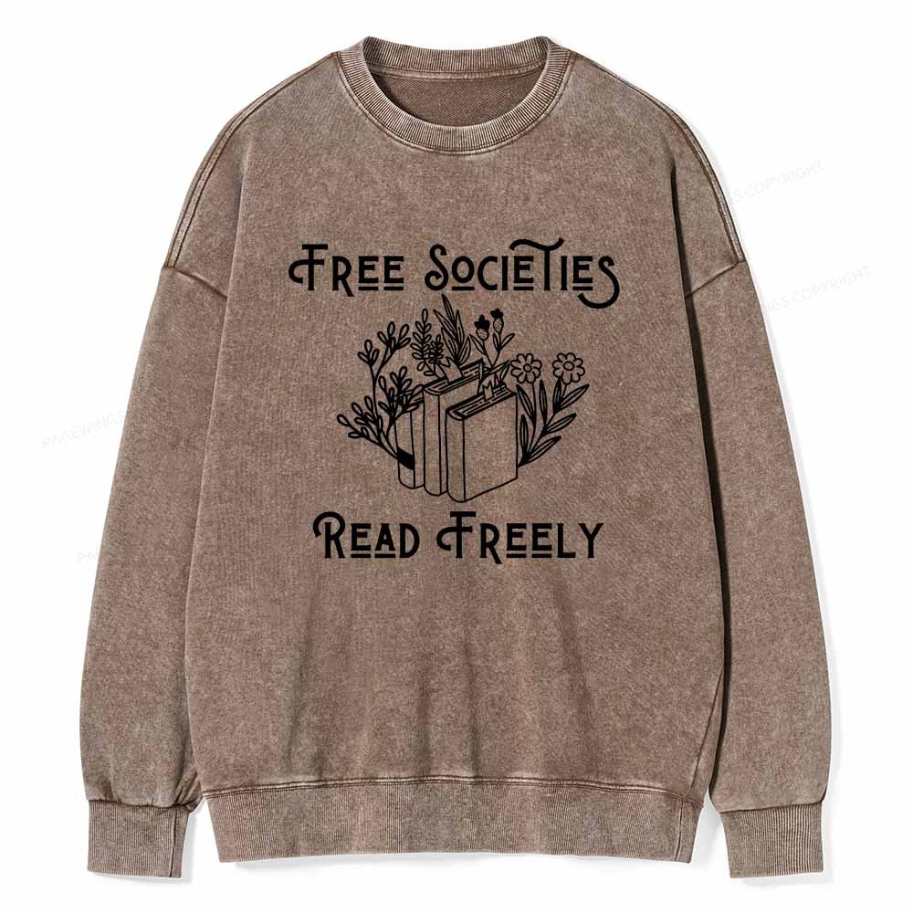 Pagewings Free Societies Read Freely Shirt Unisex Washed Sweatshirt