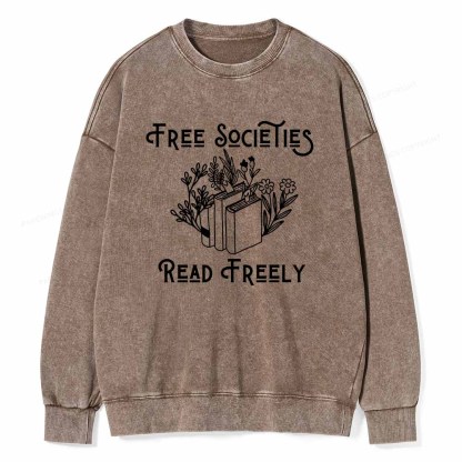 Pagewings Free Societies Read Freely Shirt Unisex Washed Sweatshirt