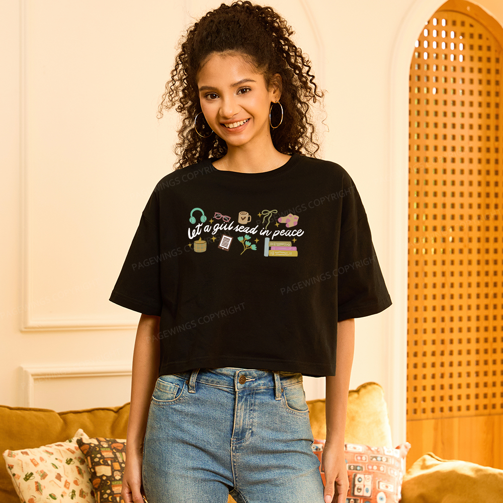 Pagewings Let a Girl Read in Peace Women Crop Tops