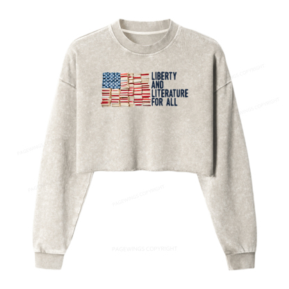 Pagewings Liberty And Literature For All Washed Crop Sweatshirt