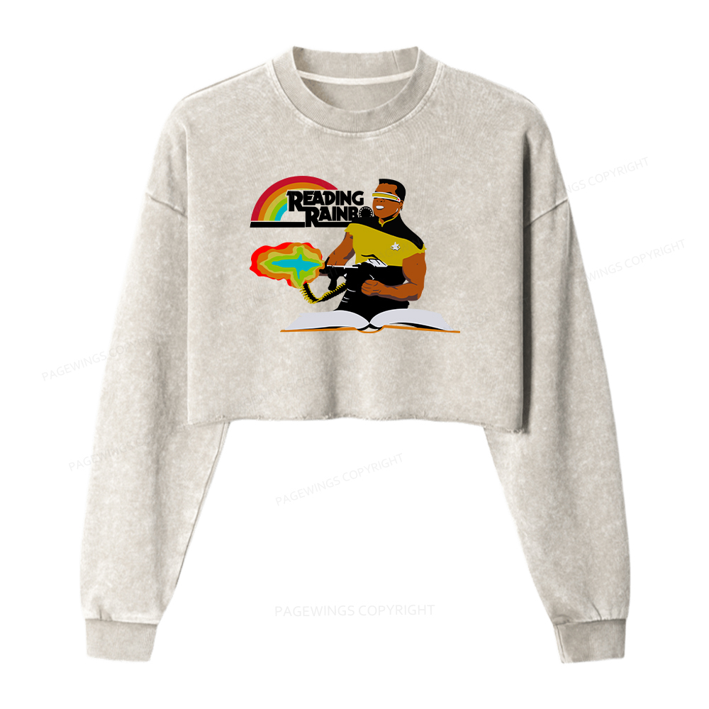 Pagewings Reading Rambo Washed Crop Sweatshirt