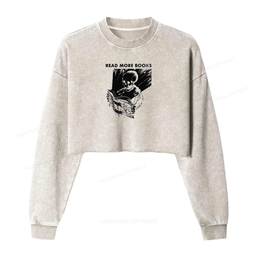 Pagewings Read More Books Washed Crop Sweatshirt
