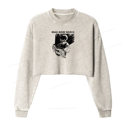 Pagewings Read More Books Washed Crop Sweatshirt