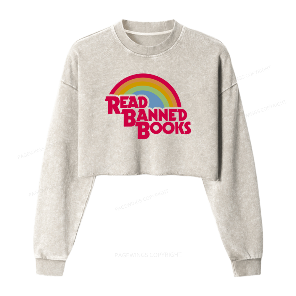 Pagewings Read Banned Books Washed Crop Sweatshirt