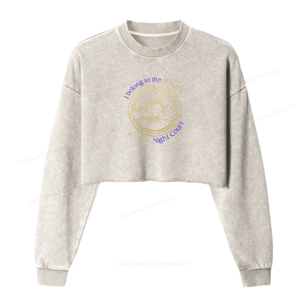 Pagewings I Belong to the Night Court Washed Crop Sweatshirt