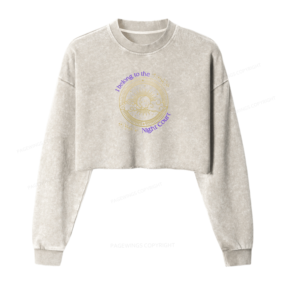 Pagewings I Belong to the Night Court Washed Crop Sweatshirt