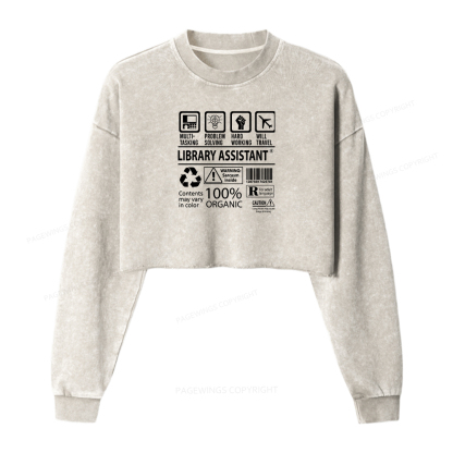 Pagewings Library Assistant Washed Crop Sweatshirt