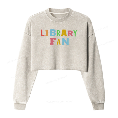 Pagewings Library Fan Washed Crop Sweatshirt