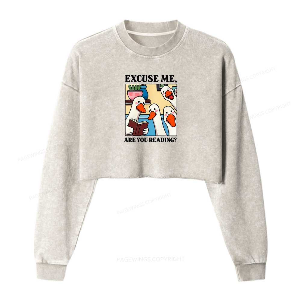 Pagewings Are You Reading Washed Crop Sweatshirt