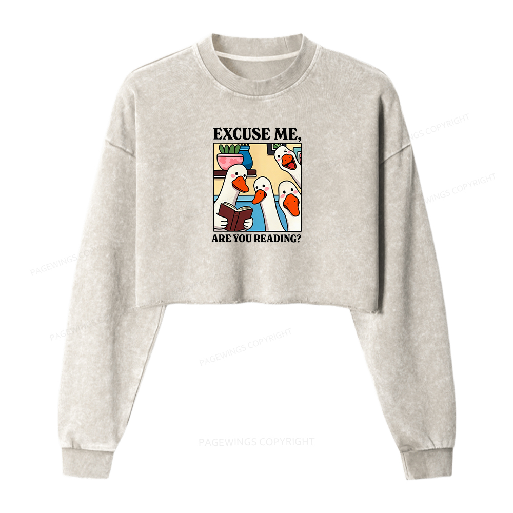 Pagewings Are You Reading Washed Crop Sweatshirt
