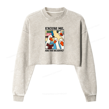 Pagewings Are You Reading Washed Crop Sweatshirt