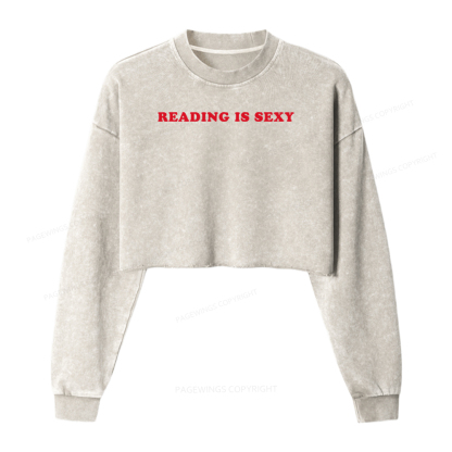 Pagewings Reading Is Sexy Washed Crop Sweatshirt