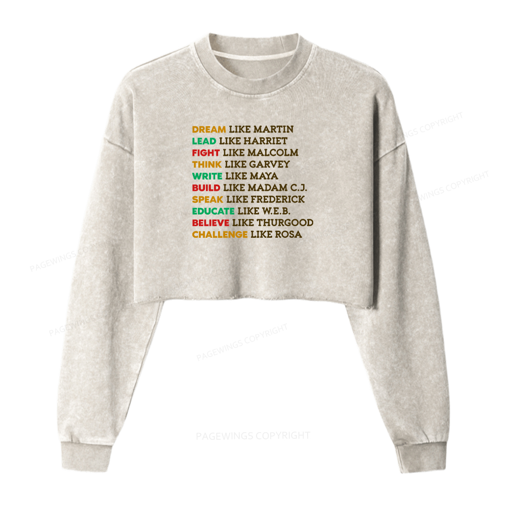 Pagewings Black History Month Washed Crop Sweatshirt
