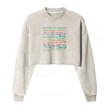 Pagewings Vintage Library Rainbow Washed Crop Sweatshirt