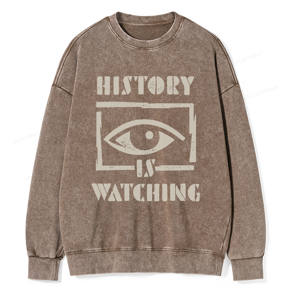 Pagewings History Is Watching Washed Sweatshirt