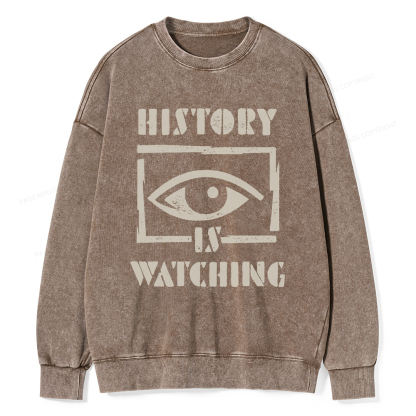 Pagewings History Is Watching Washed Sweatshirt