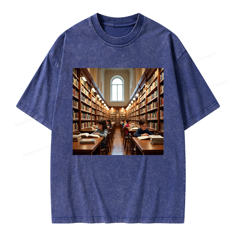 Pagewings Library Unisex Washed T-shirt