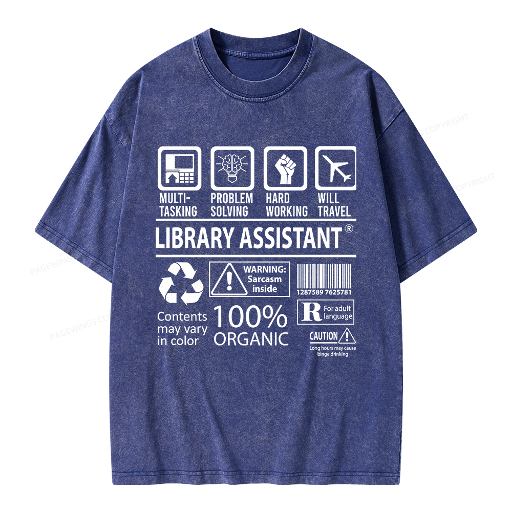 Pagewings Library Assistant Unisex Washed T-shirt