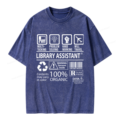 Pagewings Library Assistant Unisex Washed T-shirt
