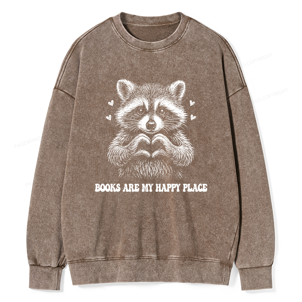 Pagewings Books are My Happy Place Washed Sweatshirt