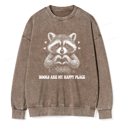 Pagewings Books are My Happy Place Washed Sweatshirt