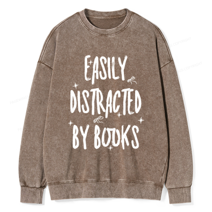Pagewings Easily Distracted By Books Washed Sweatshirt