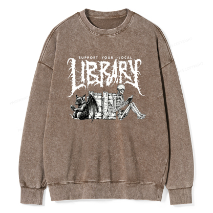 Pagewings Support Your Local Library Washed Sweatshirt