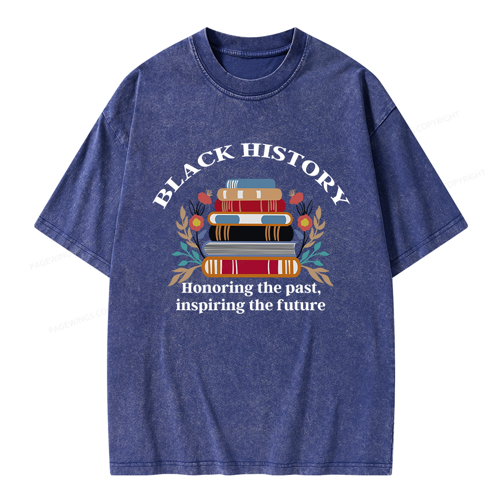Pagewings Black History Honoring The Past Unisex Washed T-shirt