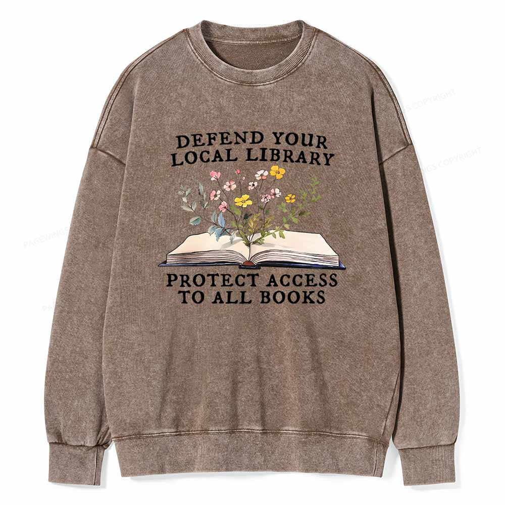 Pagewings Books Save Lives Protect Libraries Unisex Washed Sweatshirt