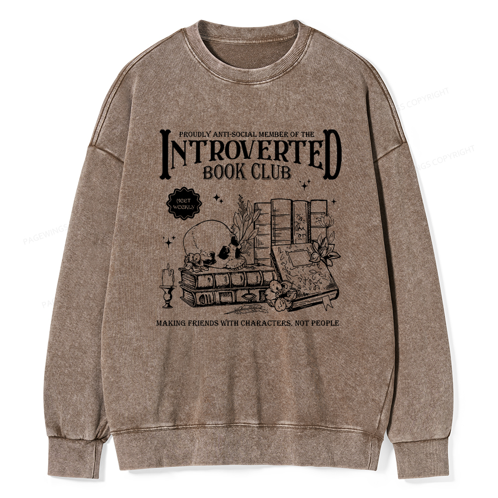 Pagewings Introverted Book Club Washed Sweatshirt
