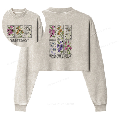 Pagewings The World Will Be Saved And Remade Washed Crop Sweatshirt