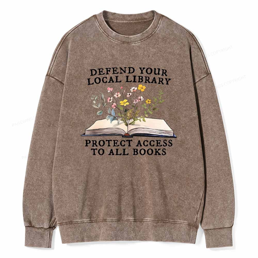 Pagewings Books Save Lives Protect Libraries Unisex Washed Sweatshirt