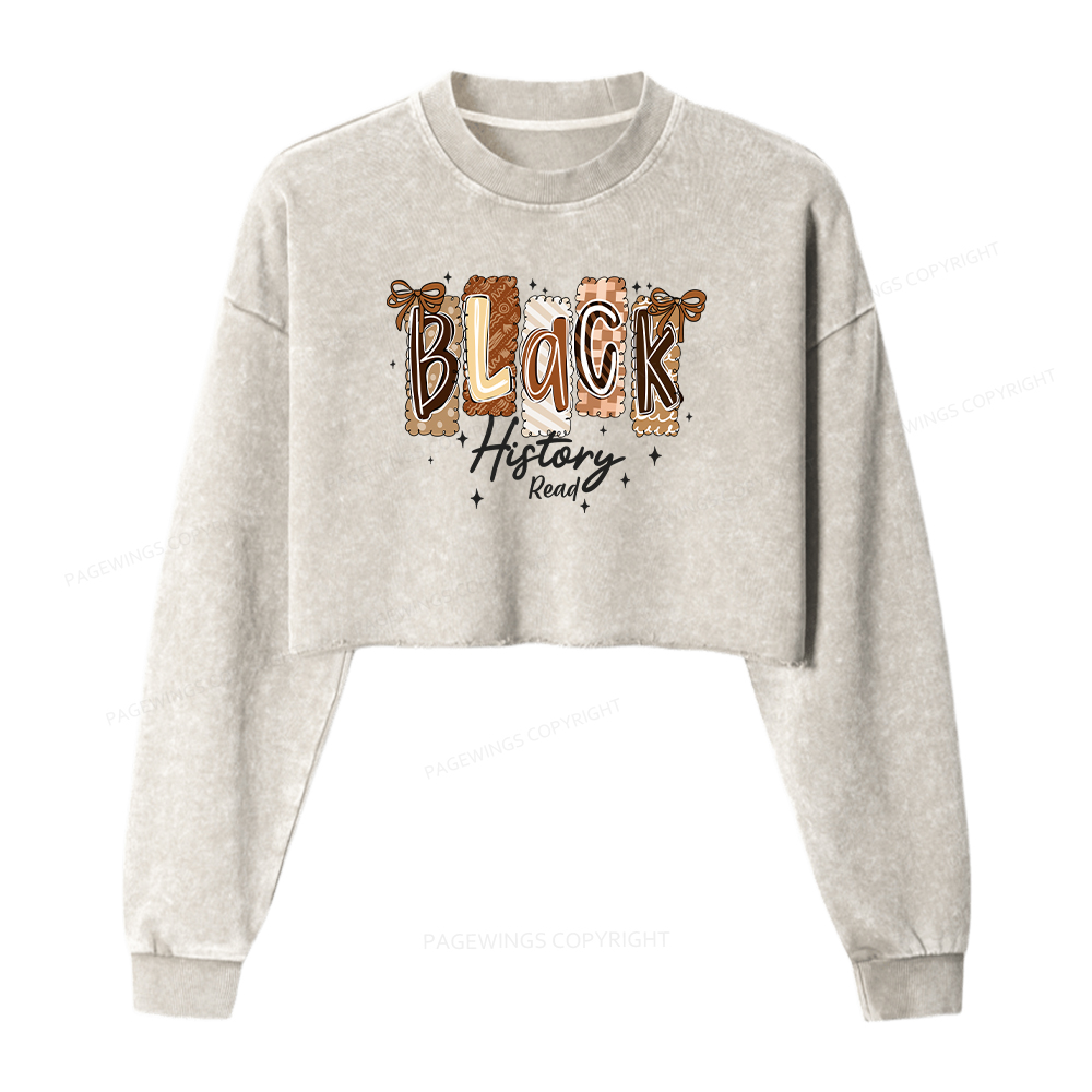 Pagewings Black History Washed Crop Sweatshirt