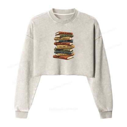 Pagewings Black History Books File Washed Crop Sweatshirt