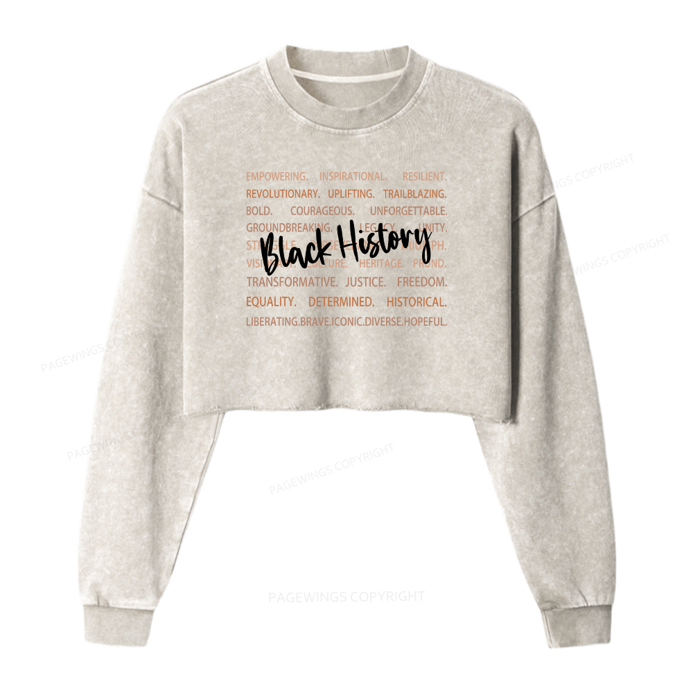 Pagewings Black History Washed Crop Sweatshirt