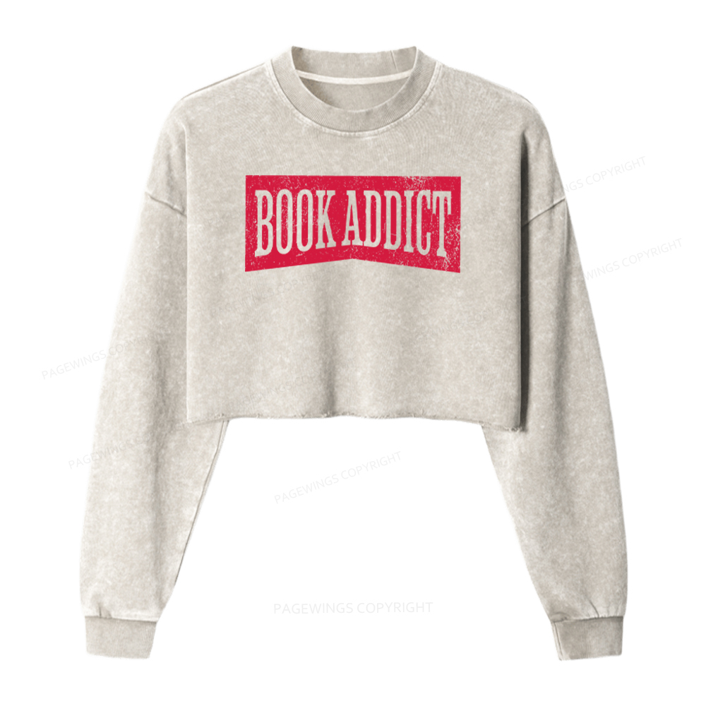 Pagewings Book Addict Washed Crop Sweatshirt