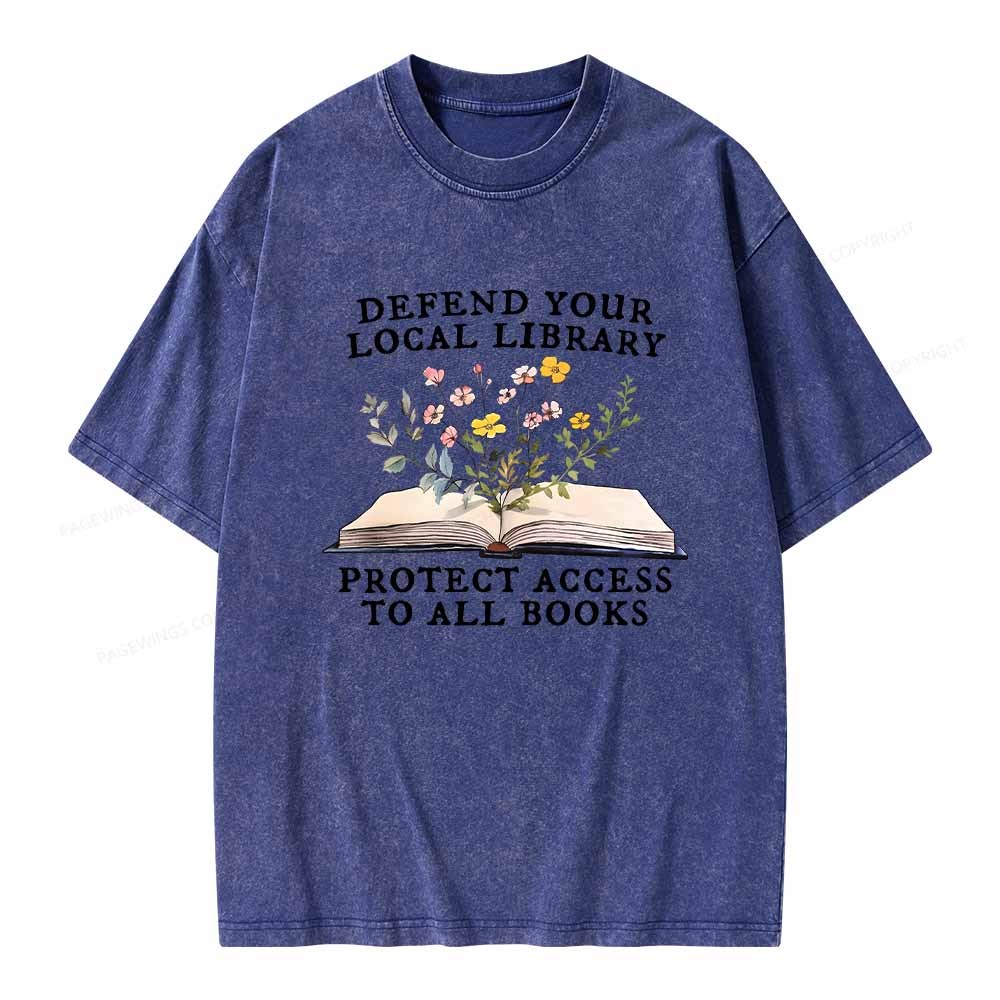 Pagewings Books Save Lives Protect Libraries Unisex Washed T-shirt