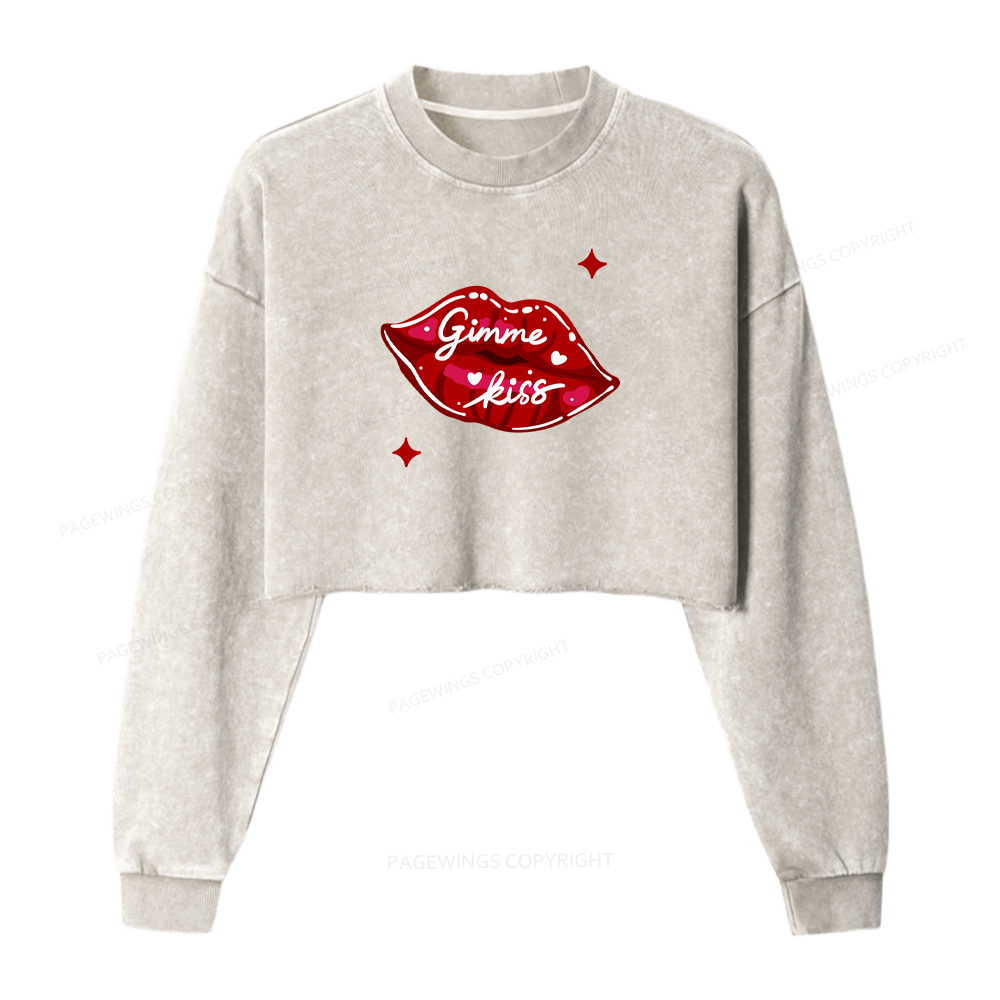 Pagewings Romance Book Lovers Washed Crop Sweatshirt