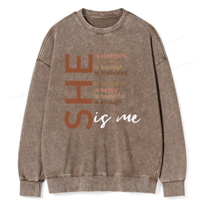 Pagewings Black Women She Is Me Washed Sweatshirt