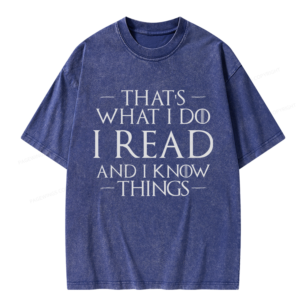 Pagewings I Read And I Know Things Unisex Washed T-shirt