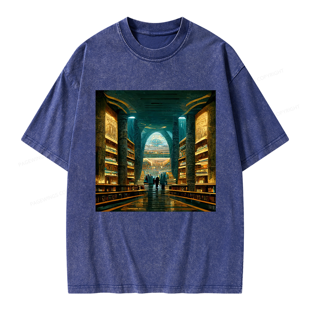 Pagewings Library Of Alexandria Unisex Washed T-shirt