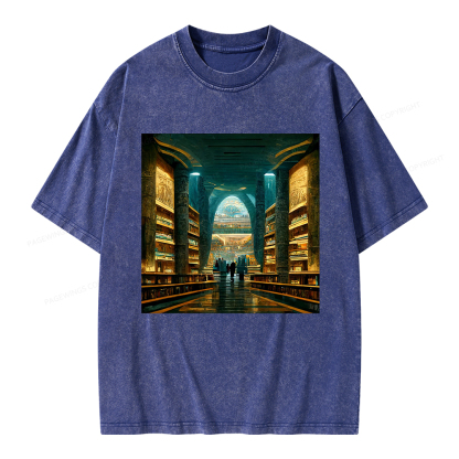 Pagewings Library Of Alexandria Unisex Washed T-shirt