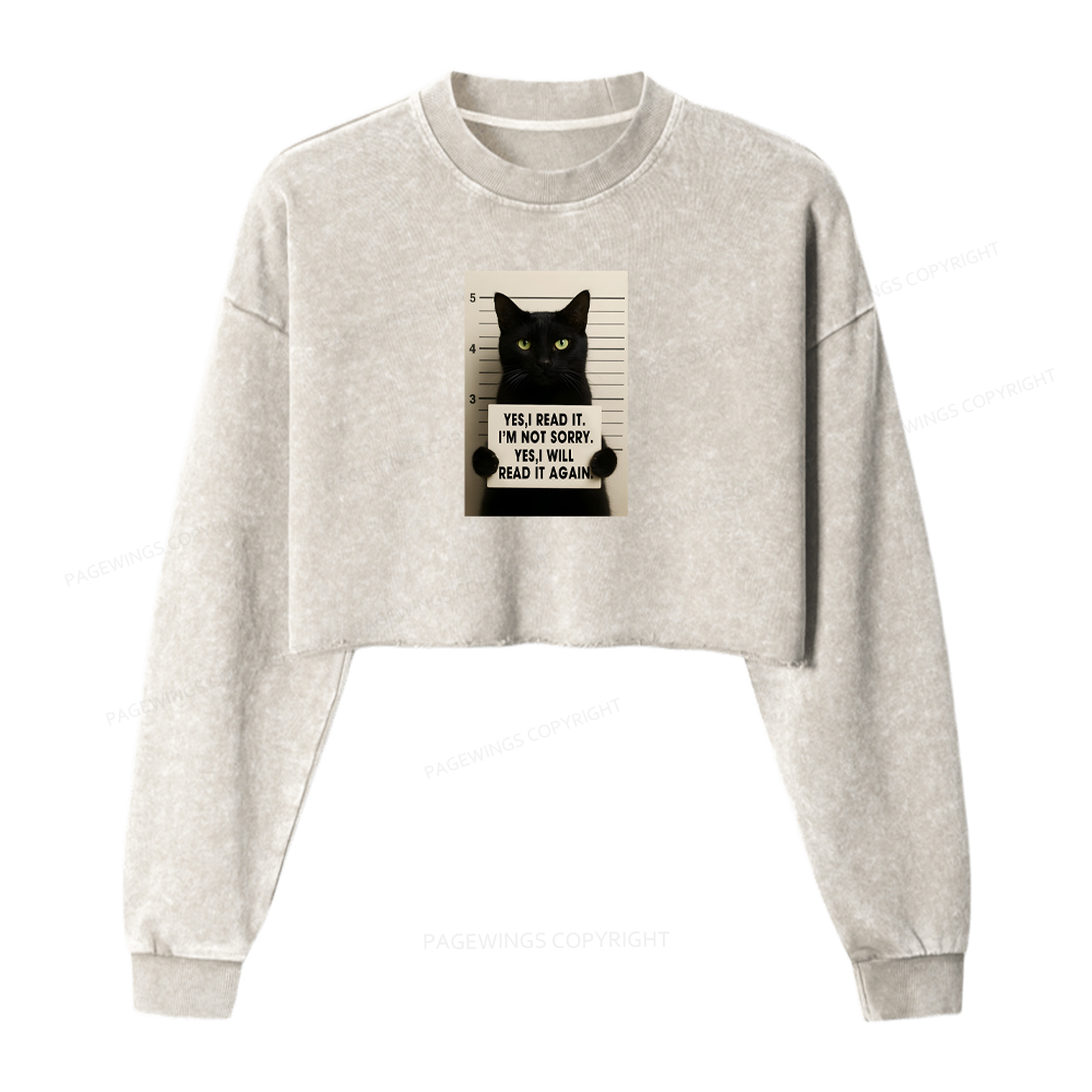 Pagewings Yes I Read It Washed Crop Sweatshirt