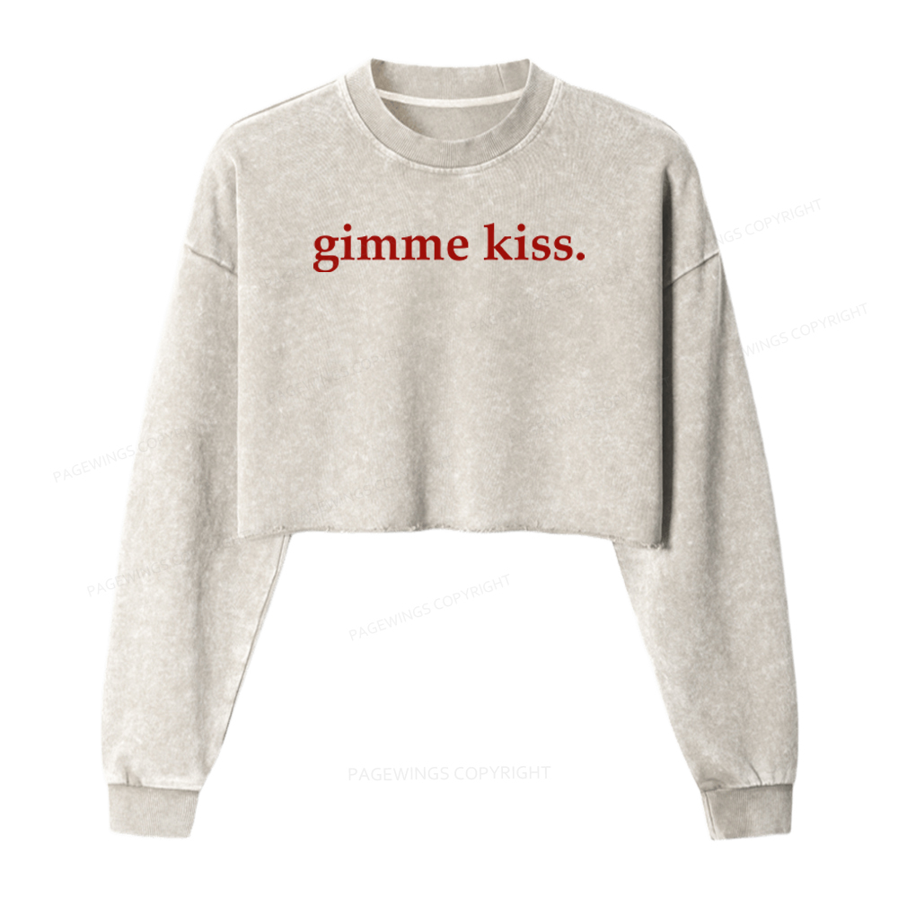 Pagewings Gimme Kiss Washed Crop Sweatshirt