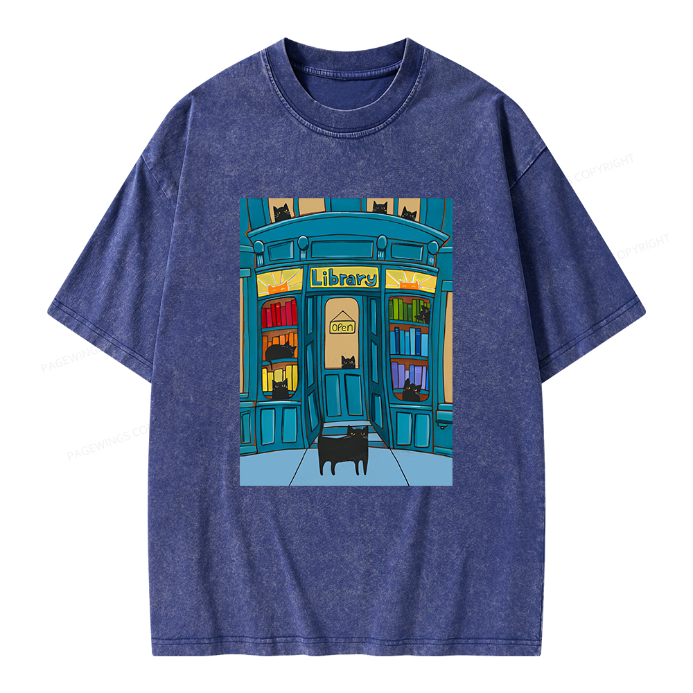 Pagewings Library Unisex Washed T-shirt